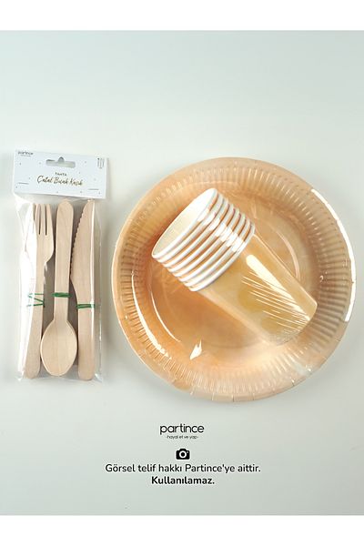partince 8 Personality Macaron Salmon Cardboard Πιάτο-Ποτήρι-Πιρούνι Κουτάλι-Μαχαίρι-Σετ πάρτι 3 τεμαχίων
