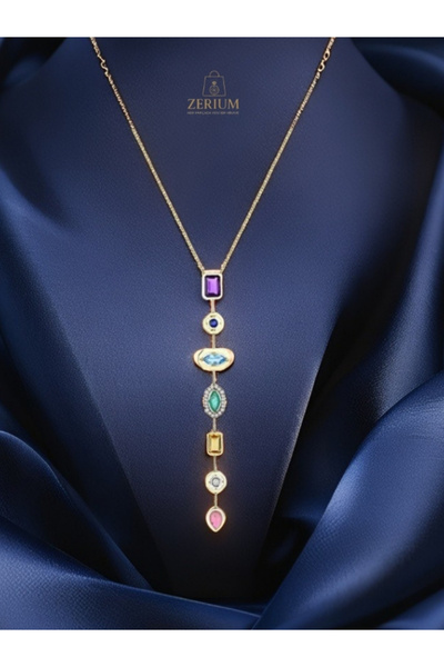 ZERİUM Crystal Harmony Multi-Stone Luxury Women's Necklace