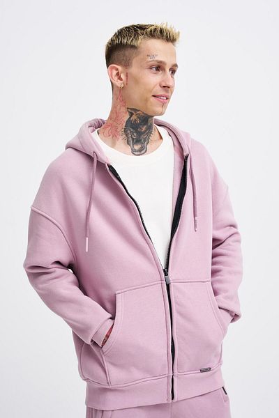 Machinist Ανδρικό φούτερ Basic με φερμουάρ και κουκούλα Oversize Dirty Pink
