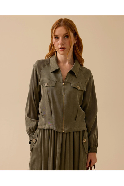 SCL Büzgü Detaylı Fermuarlı Ceket