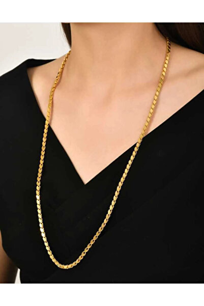 Valdora 14 Ayar Altın Kaplama Çelik Arpa Zincir Kolye 60 Cm