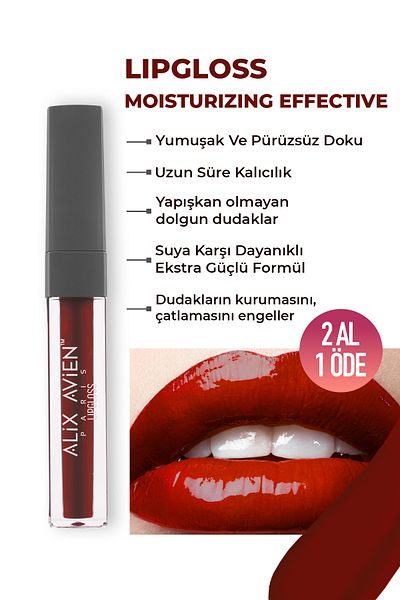 Alix Avien Lipgloss 06 Juicy Cherry - Moisturizing Lip Gloss That Lasts Long, No Sticky Feel