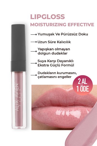 Alix Avien Moisturizing Lip Gloss That Does Not Leave Sticky Feel Long - Lipgloss 01 Rose Pink