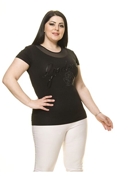 Moday Γυναικείο κορμάκι μεγάλου μεγέθους με μαύρη πέτρα και λεπτομέρεια από τούλι 15E-70007