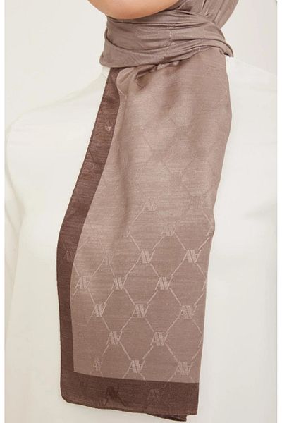 Armine Trend Monogram Shawl 2-130 - Milky Brown