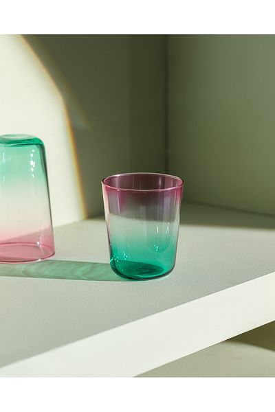 Madame Coco Renard Set of 4 Water Glasses - Pink/Green - 315 ml