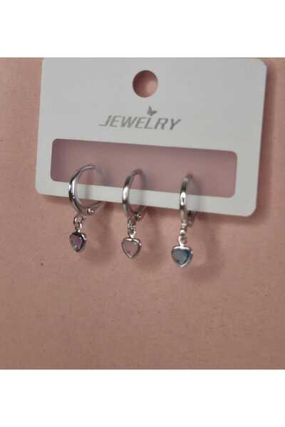 Ivory Pearl Set of Three Tiny Heart Earrings