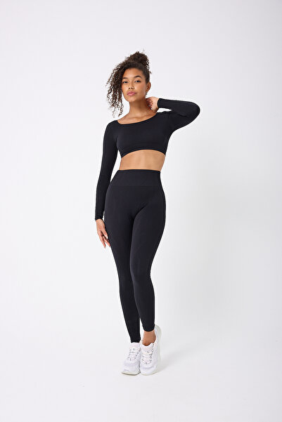 FOREVER MORE Квадратний комір, довгі рукави, безшовний кроп-топ