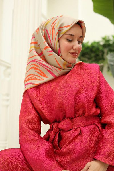 Silk Home Onion Peel Patterned Tivil Silk Scarf 11432-49