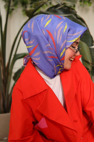 Silk Home Purple Red Patterned Tivil Silk Scarf 11432-17