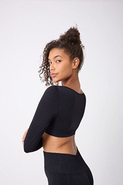 FOREVER MORE Квадратний комір, довгі рукави, безшовний кроп-топ