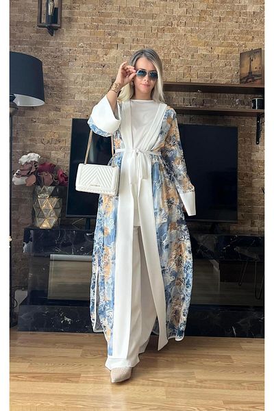 Cardella Design Triple Suit, Embroidered Chiffon Jacket Triple Suit, Pants Triple Suit