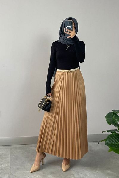 NİSUM MODA Δερμάτινη πλισέ φούστα