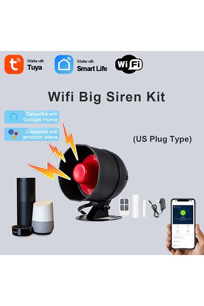 Choice 105wt-us Tuya Wifi Siren Alarm System Wireless Loud Sound Alert Siren Kit Smart Life Siren Compatibl
