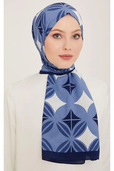 Armine Trend Laurel Shawl 6347-2-25 Blue White