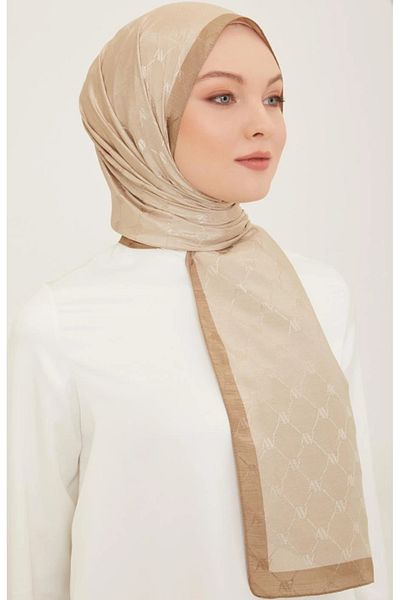 Armine Trend Monogram Shawl 2-122 - Crem