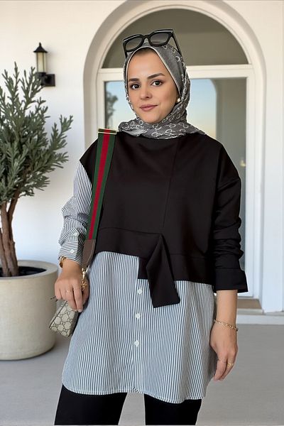 ASEL FASHİON LORES SHIRT TWO SUIT BLACK