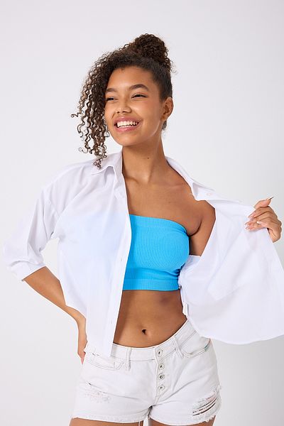 FOREVER MORE Στράπλες Crop Top