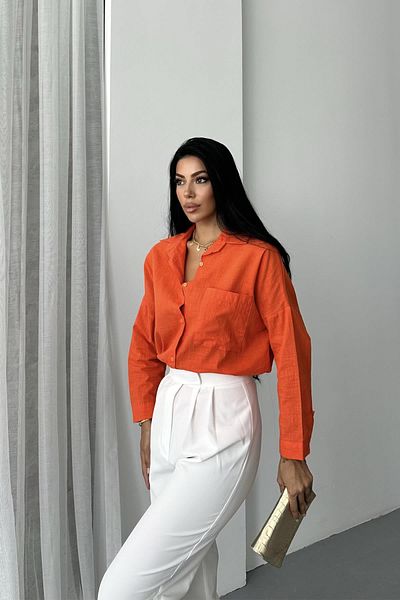 İstangül Butik Cămașă casual Boyfriend din bumbac și in