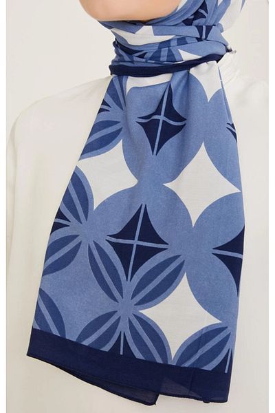Armine Trend Laurel Shawl 6347-2-25 Blue White
