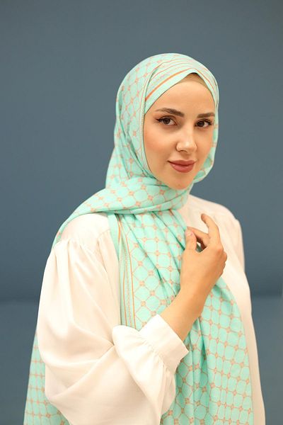 Silk Home Olinda Shawl 49005-14 Turquoise Green, Bright Orange