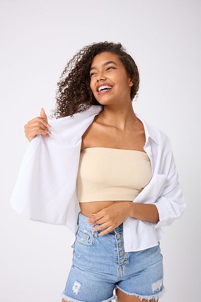 FOREVER MORE Στράπλες Crop Top