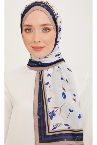 Armine Trend Shawl Navy Blue Mixed Flower Pattern 10008-05