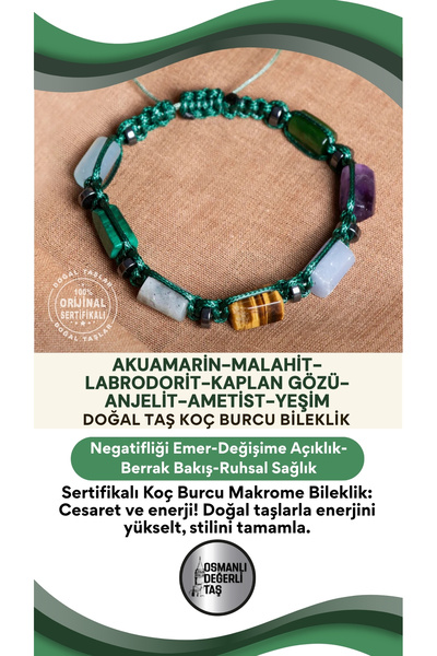 OSMANLI DEĞERLİ TAŞ سوار مكرامية من الحجر الطبيعي برج الحمل معتمد