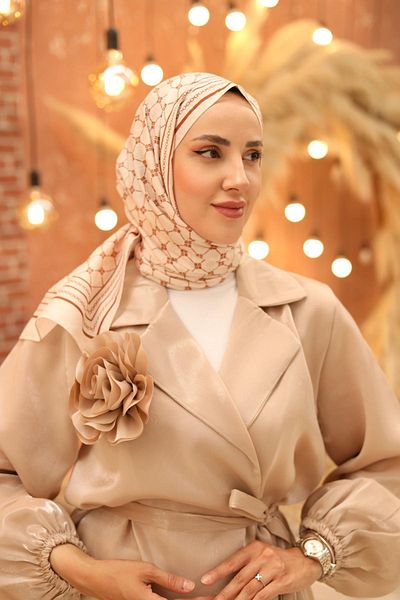 Silk Home Olinda Shawl 49005-38 Βανίλια, Κόκκινο Καφέ