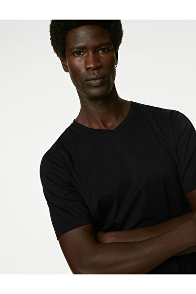 Marks & Spencer Yumuşak Dokulu V Yaka T-Shirt