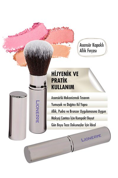 Lionesse Silver Collection Makeup Brush with Lid and Elevator 5132- Professional Series, Cruelty Free
