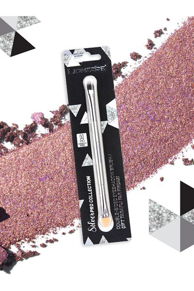 Lionesse Silver Collection Double Sided Eyeshadow Brush 5136 - Professional Series, Cruelty Free