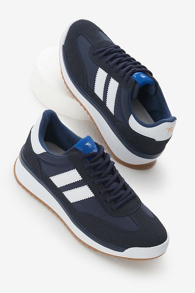 Tonny Black Pantofi sport unisex bleumarin cu talpă termică cu dungi duble