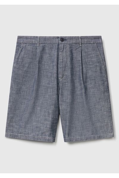 United Colors of Benetton Men's Blue 100% Cotton Beli Lastikli Şamre Denim Shorts