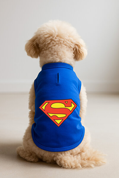 Genel Markalar Kedi ve Köpek Kıyafeti & Elbisesi - Saks Mavi Superman Atlet