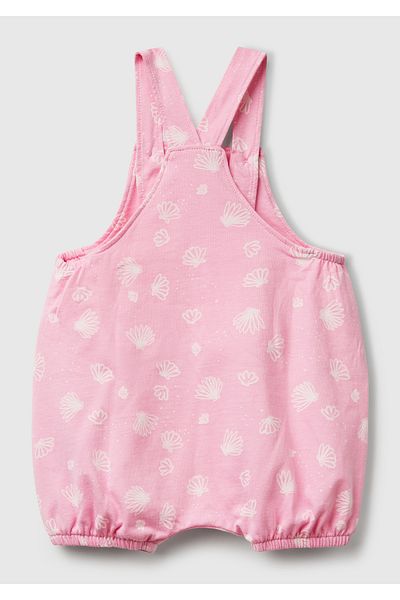 United Colors of Benetton Baby Pink All Patterned Logo Buttoned Adjustable Strap Jumpsuit