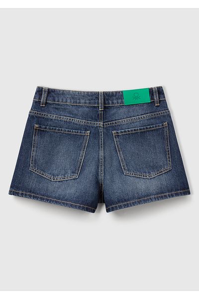 United Colors of Benetton Women's Dark Blue 100% Cotton 5-Pocket Denim Shorts