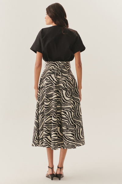 Exquise Κοντό μανίκι με λεπτομέρεια κεντημένο με δέσιμο γιακά, κανονική βαμβακερή μαύρη μπλούζα