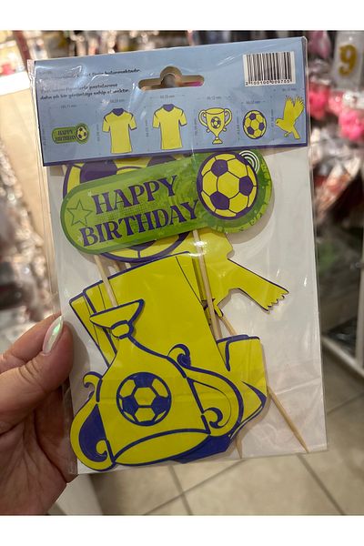 Deniz Party Store 6 Pieces Yellow Navy Blue Cake Ornament Figure Set - Long Toothpick