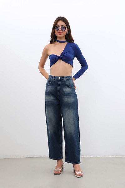 BANNY JEANS navY Blue High Waist Skater Fit Women's Jean Trousers