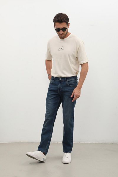 Bluewhite Pantaloni de jeans albastru închis pentru bărbați
