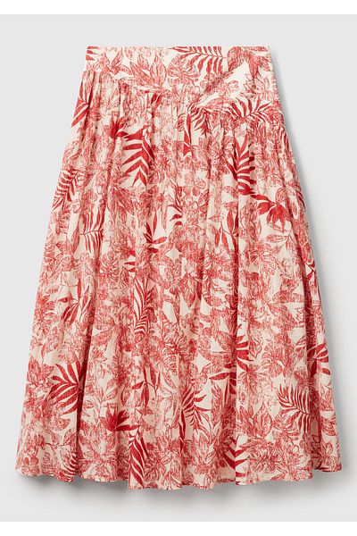 United Colors of Benetton Fusta de damă Coral 100% bumbac cu model midi lungime muselină