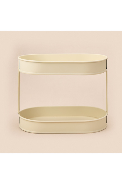 Evidea Bath 2 Katlı Oval Organizer - Krem - 32,5x19 cm