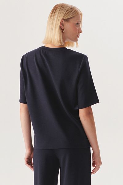 Exquise Tricou tricotat obișnuit, albastru bleumarin, cu decupaj relaxat