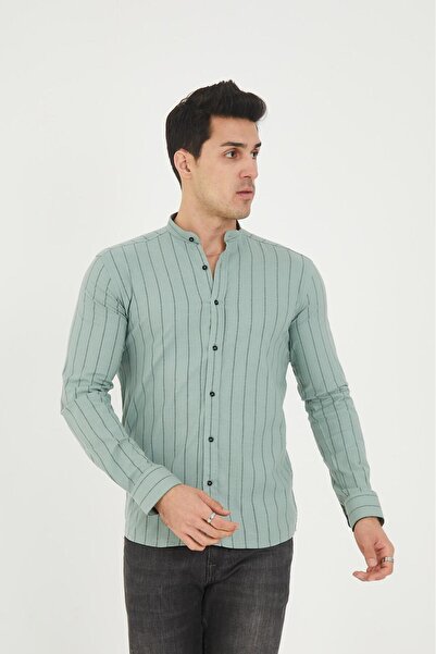 jack carisma Ανδρικό πουκάμισο Judge Collar Line Lycra Cotton Linen Texture Slim Fit