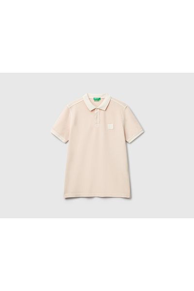 United Colors of Benetton Ανδρικό ροζ μπλουζάκι πόλο 100% Organic Cotton Regular Fit