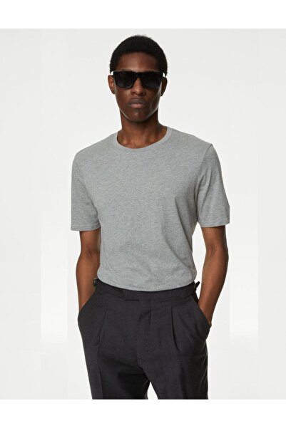 Marks & Spencer Saf Pamuklu 3'lü Yuvarlak Yaka T-Shirt Seti