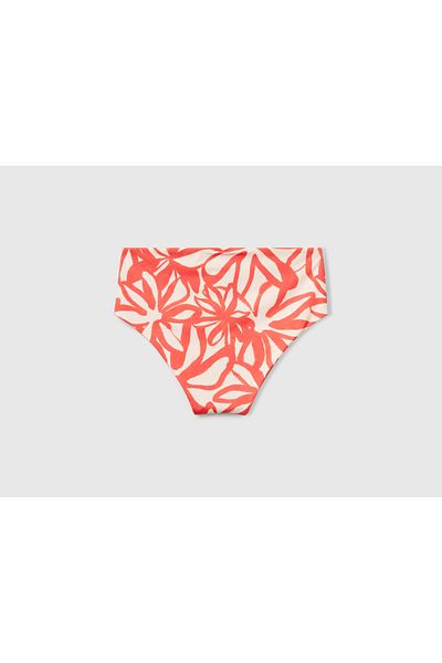 United Colors of Benetton Women's Orange Coral Patterned Double Sided High Waist Bikini Bottom
