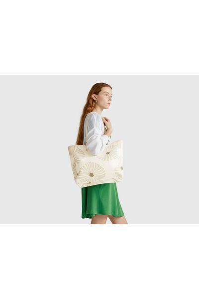 United Colors of Benetton Geantă tote cu model crem pentru femei