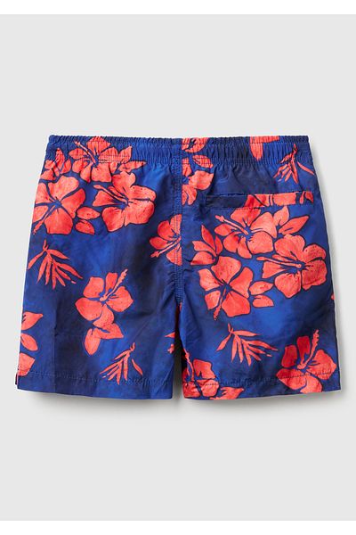 United Colors of Benetton Pantaloni scurți de baie pentru băiat, albastru marin, cu model, cu șnur și buzunar la spate